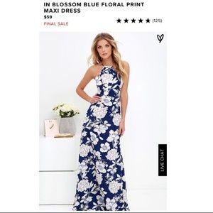 Blue flower Maxi dress